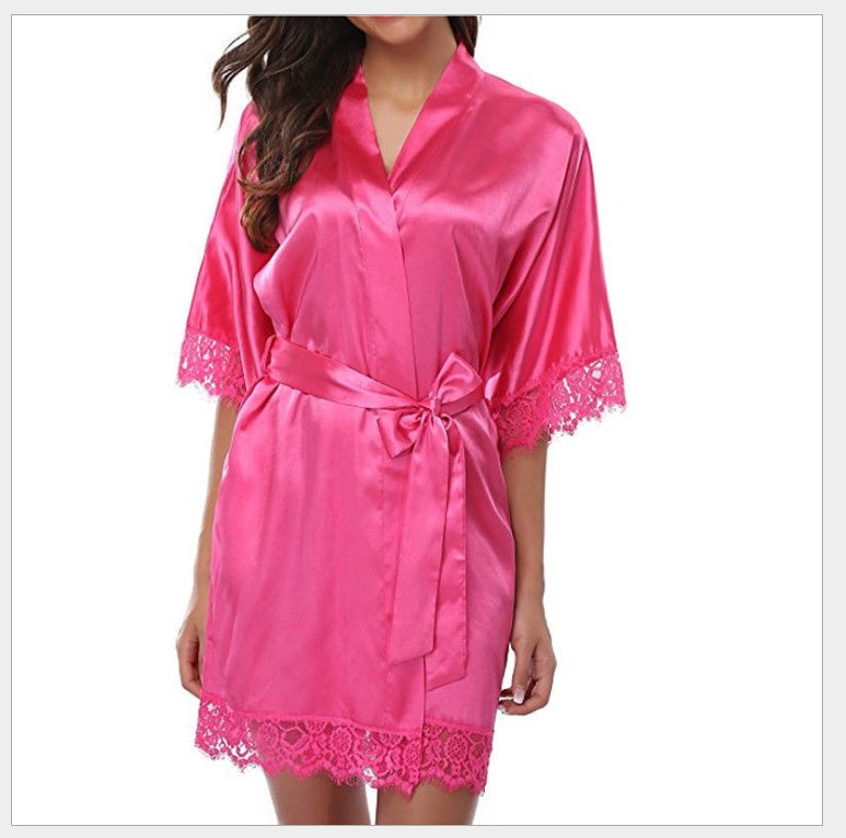 Sexy Faux Ice Silk Plus Size Nightgown