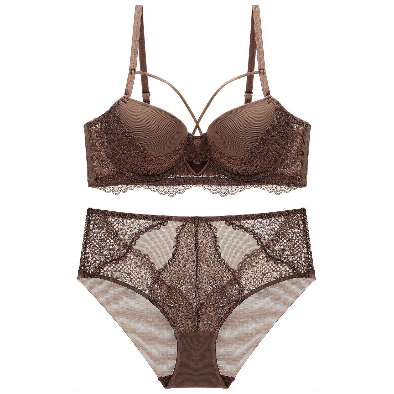French Lace Splicing Hollow-out Sexy Bra Suit