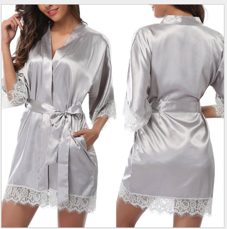 Sexy Faux Ice Silk Plus Size Nightgown